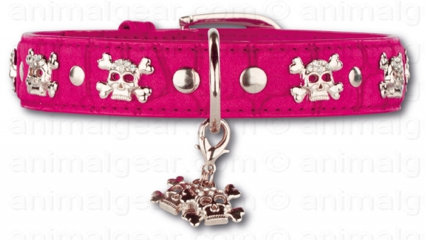 Halsband Artleder Pirat Hot Pink